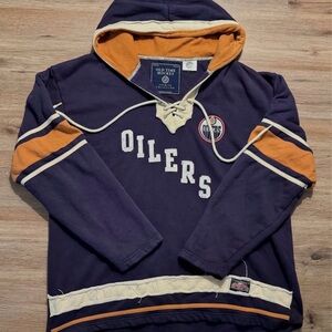 Old Time Hockey Men's Navy and Orange Hoodie